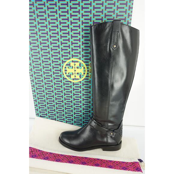 Tory Burch Derby Riding Boot Size 4.5 Ankle Strap Cut Out Logo - Picture 1 of 11